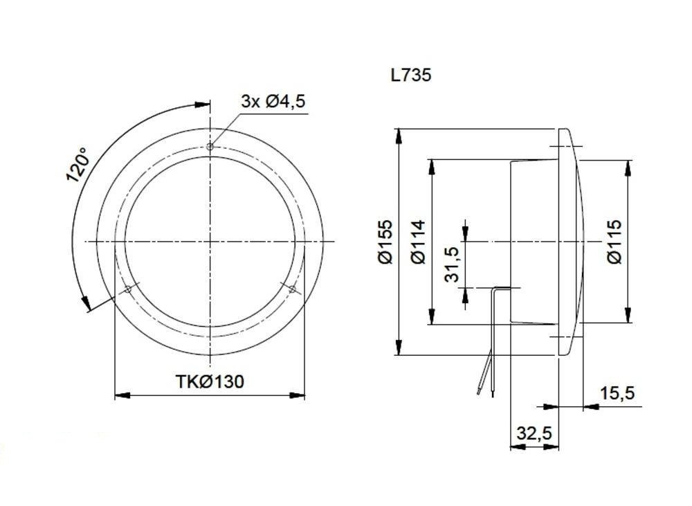 Feu antibrouillard avec r&eacute;flecteur LED S735