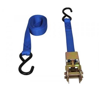 Spanband blauw met ratel + 2 haken 5 meter