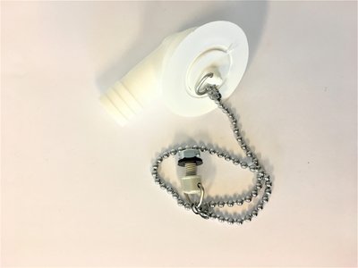 Afvoerplug + ketting en stopje vlak haaks 20mm