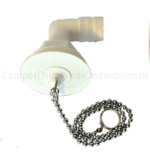 Afvoerplug + ketting en stopje haaks 20mm