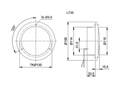 Feu antibrouillard avec réflecteur LED S735